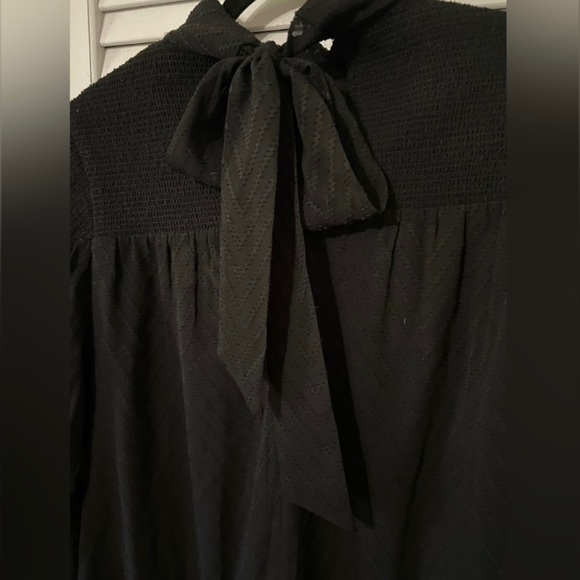 NWT Walter Baker Nessy Dress Chevron Ruffle Mock Neck in Black size Medium - Picture 10 of 10